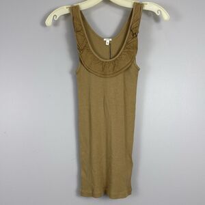 New J. Crew Tank Top Women's Size XS Golden Brown Overdyed Effect Ruffle Shirt